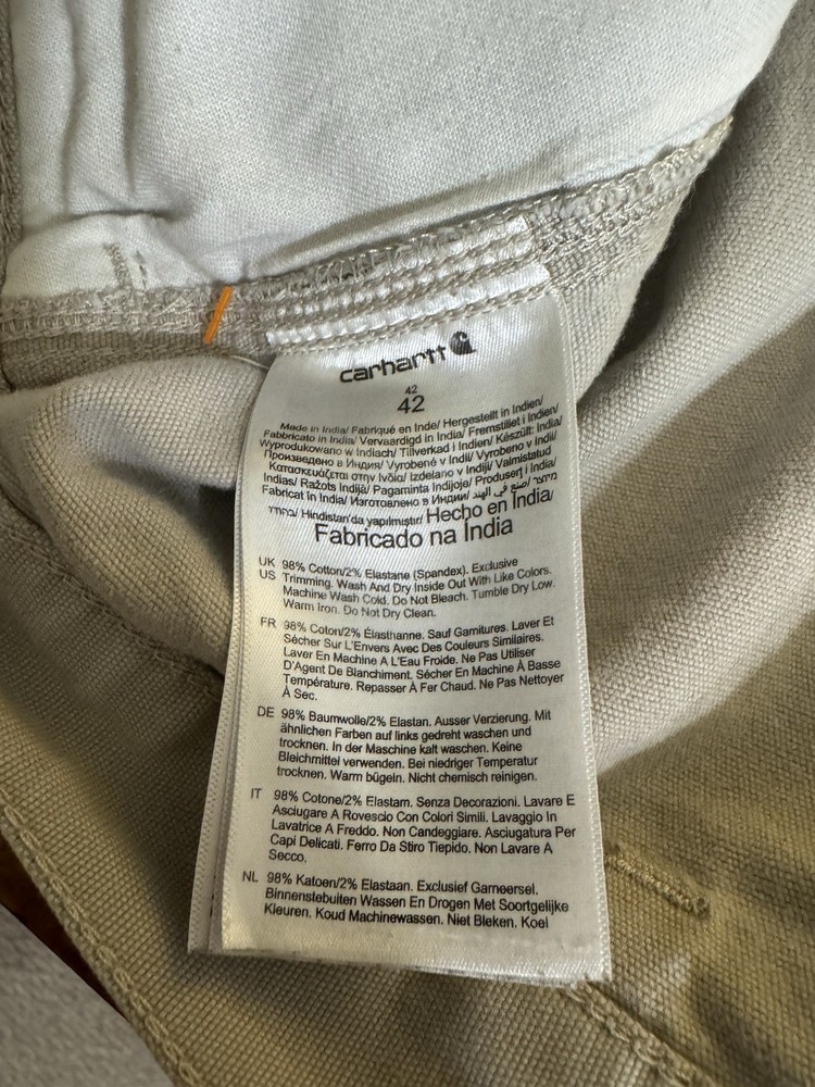 Carhartt "Relaxed Fit Rugged Flex" Size 42 Solid Beige Carpenter Shorts