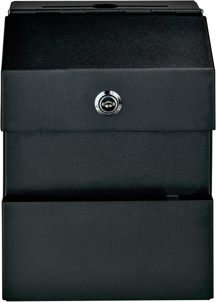 Locking Steel Suggestion Box Key Drop Box, Black
