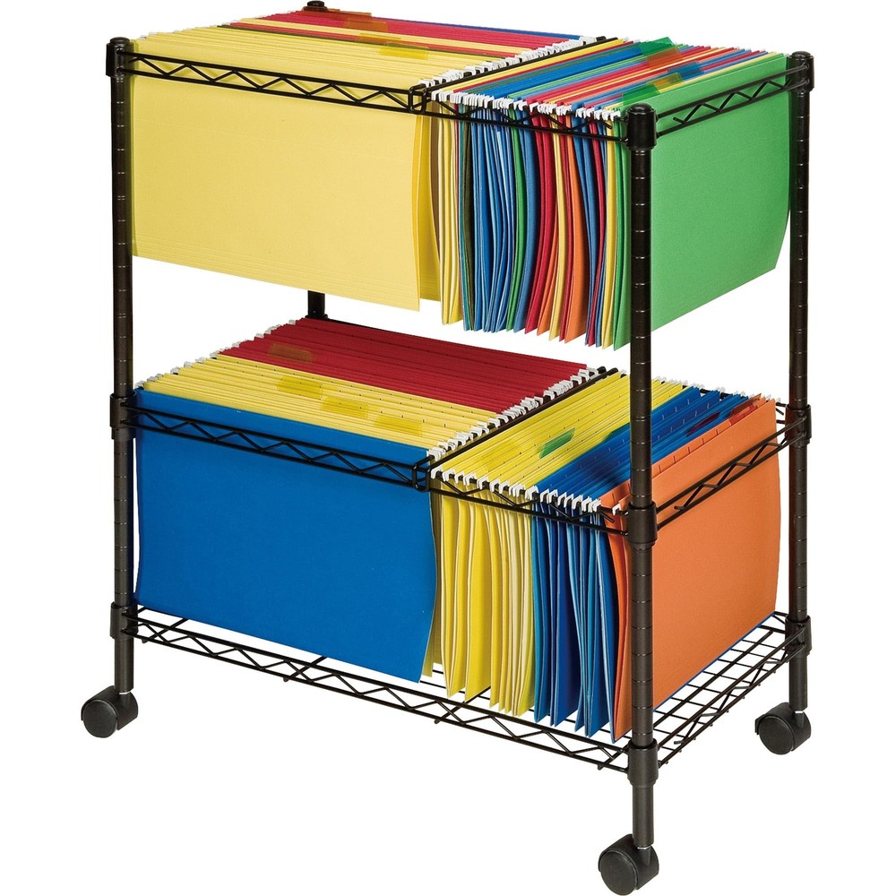 Mobile Wire File Cart 2tier Black