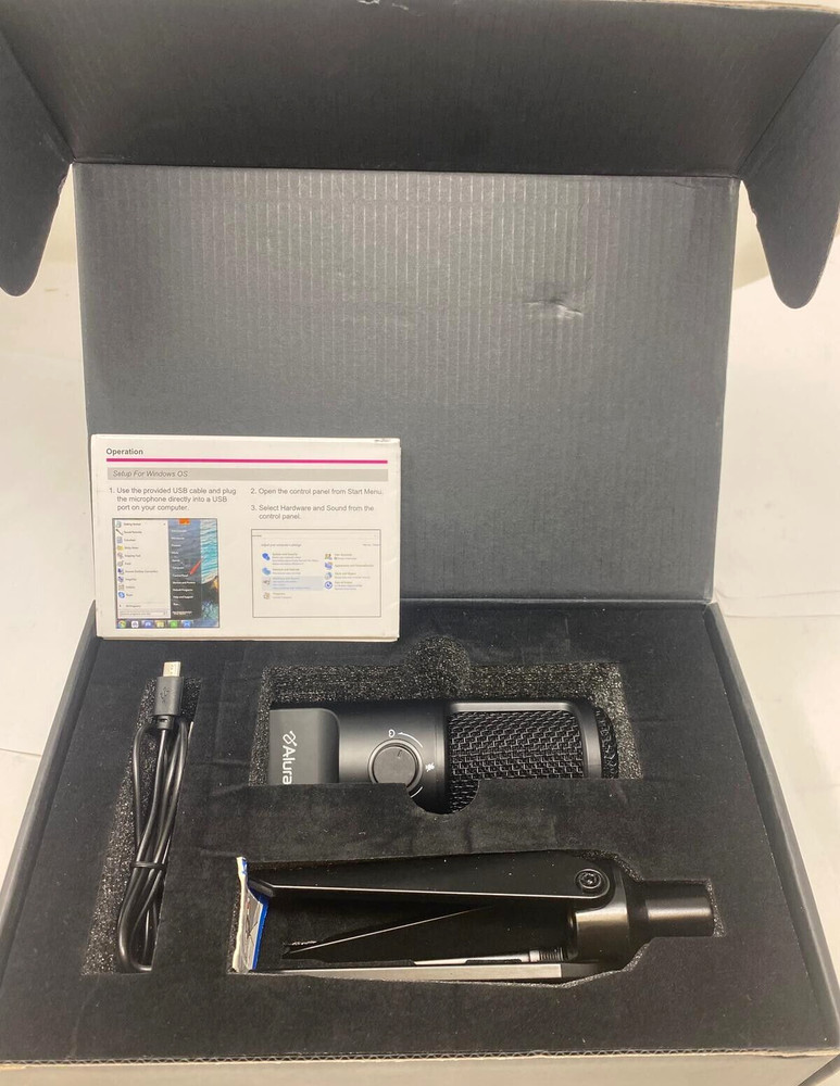 Aluratek Rocket Omnidirectional USB Studio Microphone for Podcast Streaming