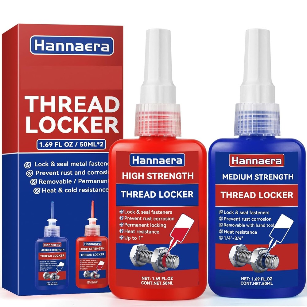 Thread Lock Blue and Red, Threadlocker Medium High Strength, Thread...
