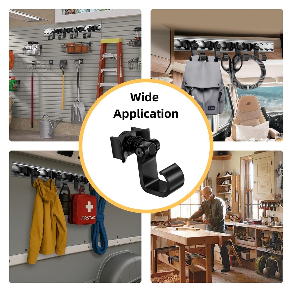 4 Pack L Track Hooks with Single Stud Fitting, Spring-Loaded Adjustable Gear ...