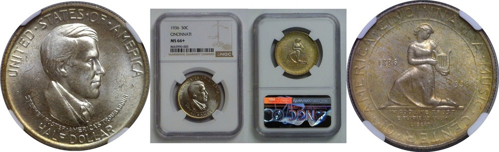 1936 Cincinnati Commemorative Half Dollar   NGC MS-66+