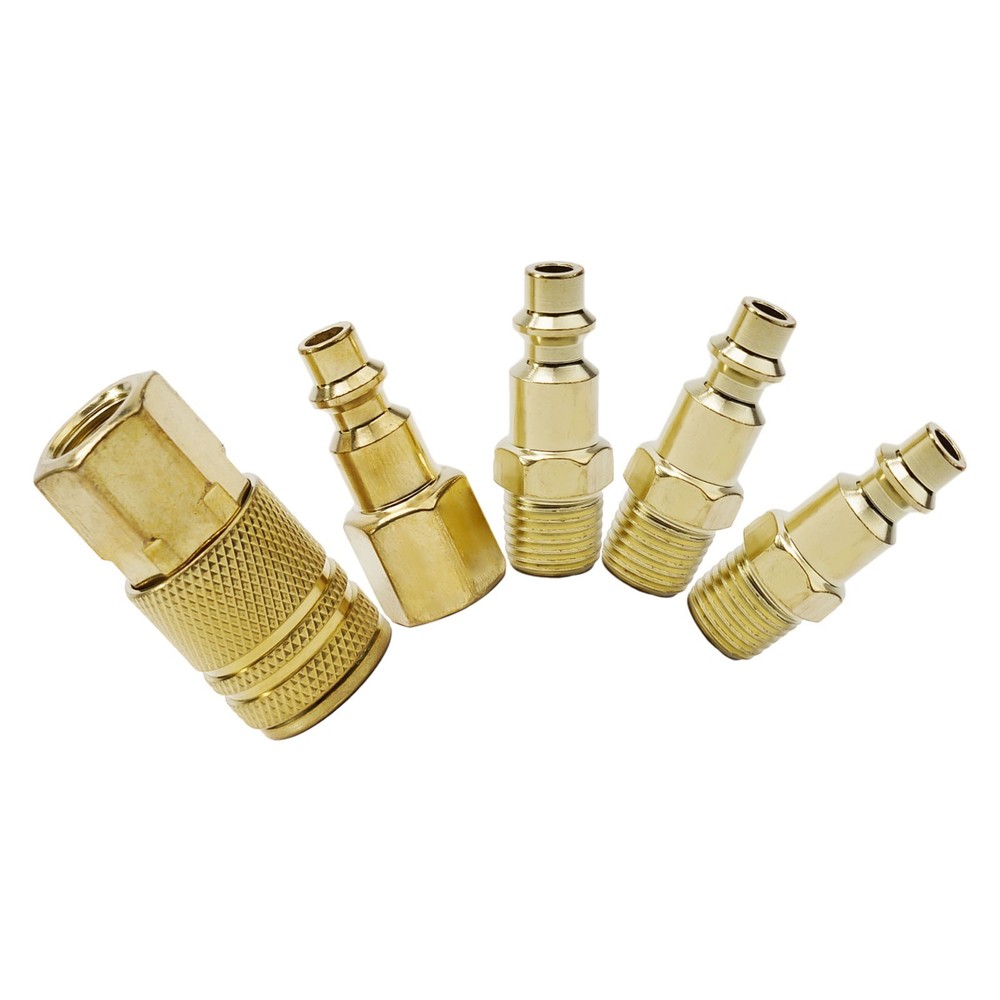 Sturdy Brass Quick Coupler Air Hose Connector Set for Compressor 5 Pcs Pack