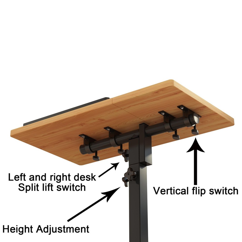 TigerDad Mobile Adjustable Height Laptop Stand PC Computer Onesize, Wood