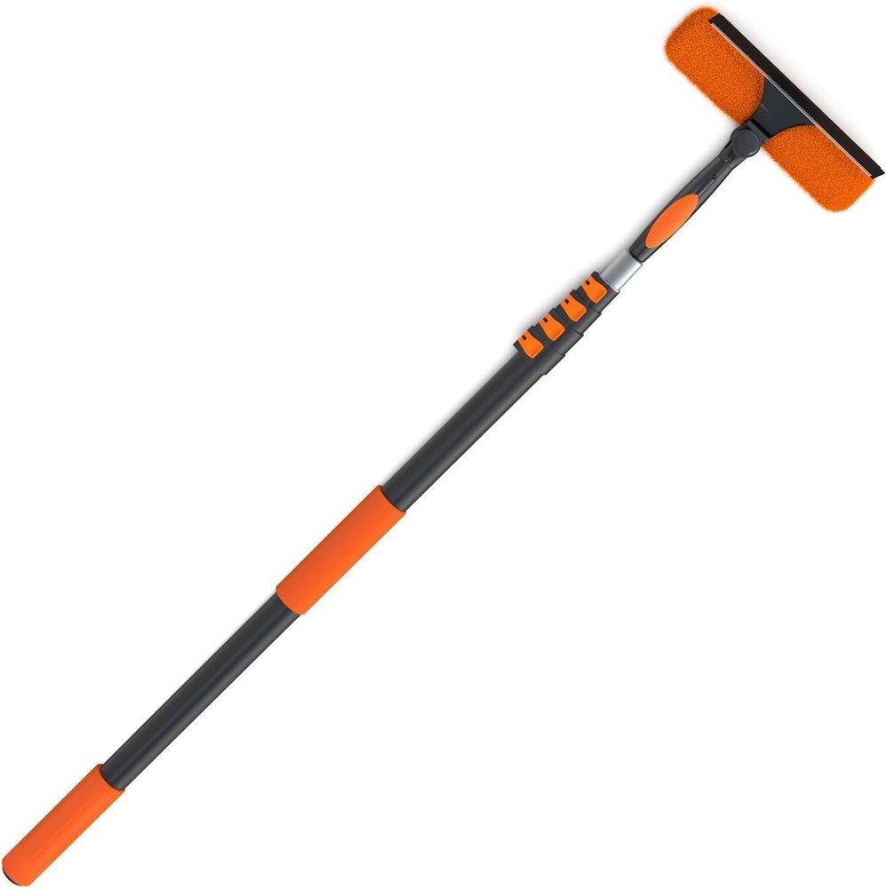 Multi-Surface Window Squeegee with 20FT Telescoping Pole & Streak-Free Finish