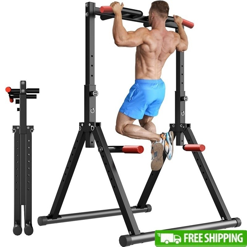 Adjustable Heavy Duty Pull Up Bar Station Foldable Dip Exercise Equipment New