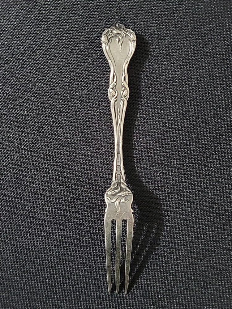 Antique Alvin Iris Pattern Sterling Silver Lemon Fork Art Nouveau c1904