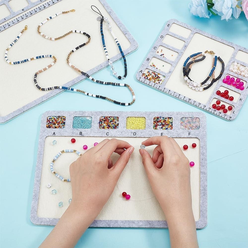 3 Style Felt Beading Mat, Felt Design Bead Boards with Centimeter Alphabetic ...