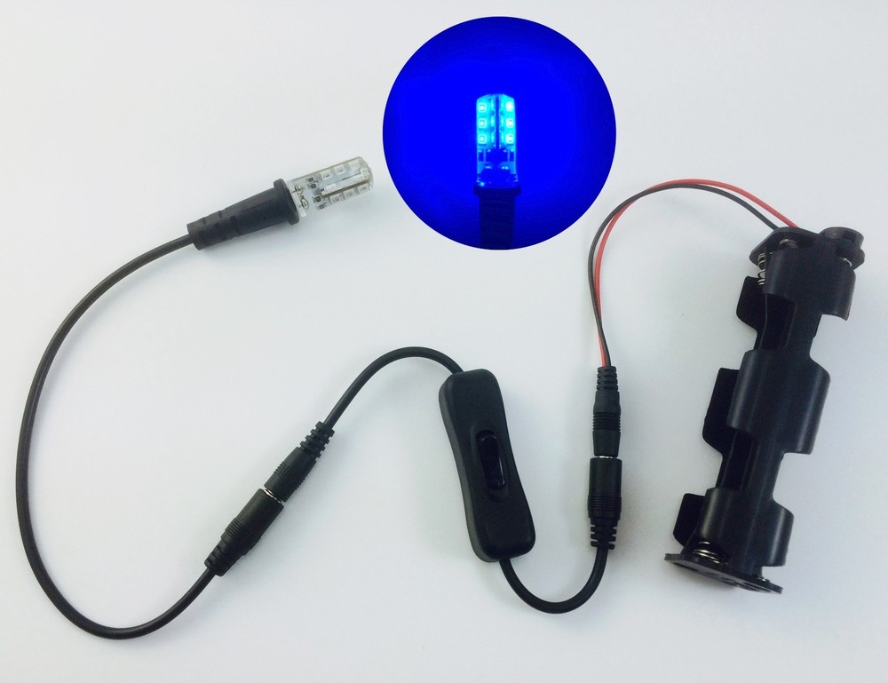 Blue LED prop & scenery effect light kit with cable switch battery holder EELB1