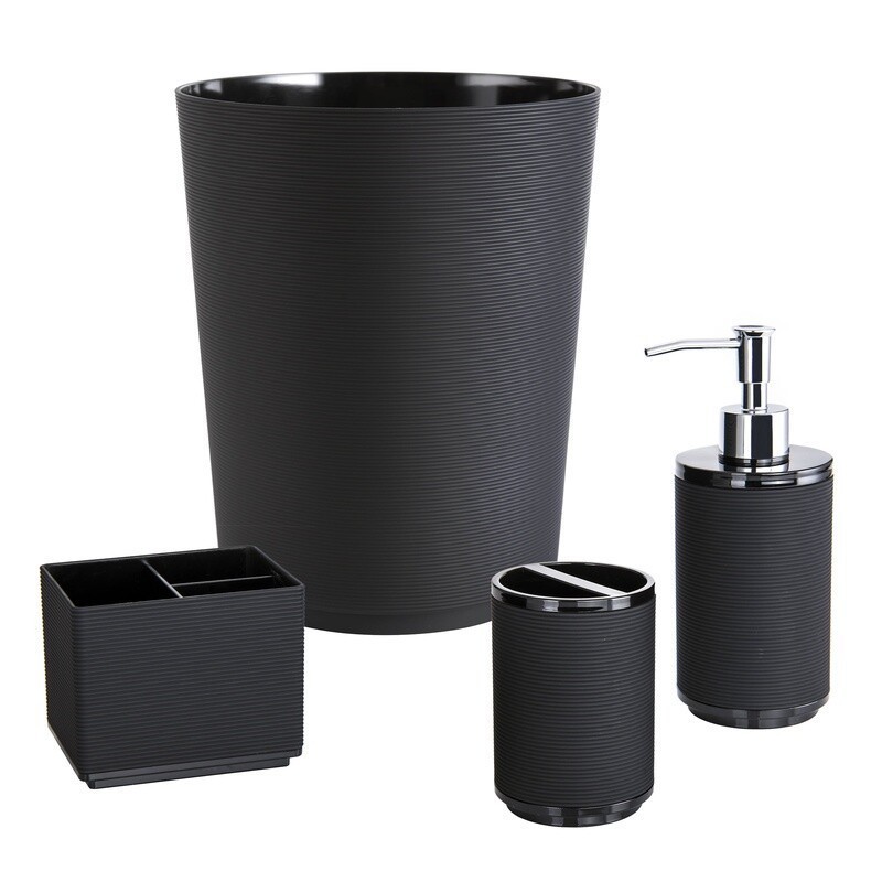 Soft Touch Black Lotion Pump Ribbed Design Bathroom Accessory Durable Plastic
