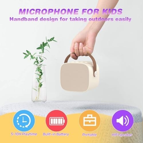 Pink Portable Mini Karaoke Machine With 2 Wireless Microphone Tested & Working