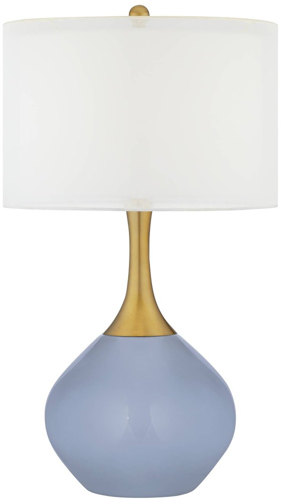 Color Plus Nickki Brass 30 1/2" High Blue Sky Modern Table Lamp