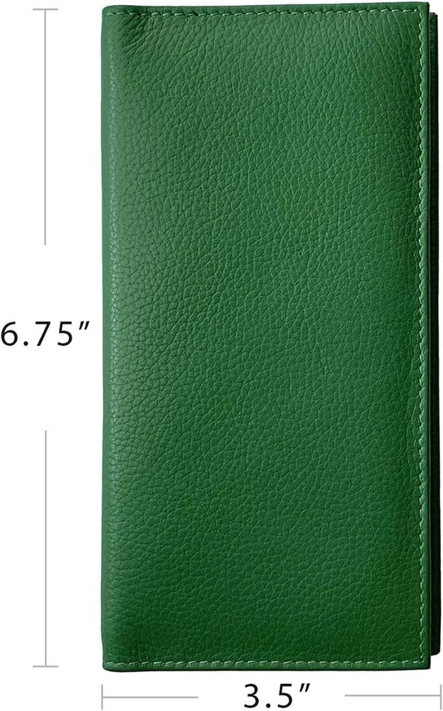Emerald Green Basic Genuine Leather Checkbook Cover for Men & Women