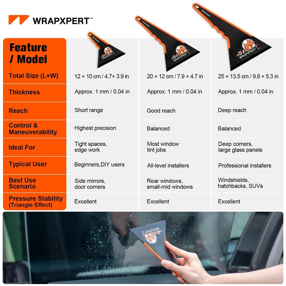 WRAPXPERT Window Tint Tools,3 Pack Squeegee 3 Pack, Black+orange