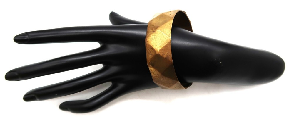 Nice Brass Tone Geometric MCM Pattern Bangle Bracelet May be Signed Coro