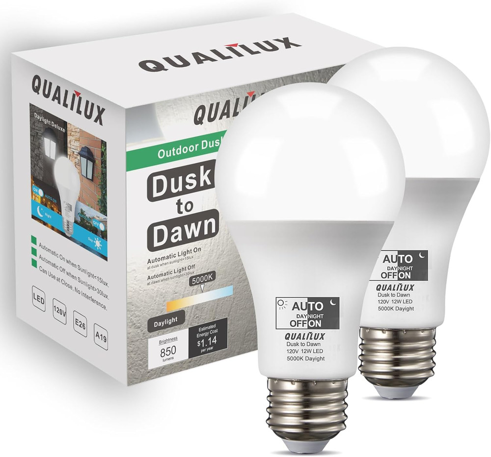 Dusk to Dawn LED Light Bulbs 850LM, 60W Equivalent, Daylight, Energy-Efficient 9