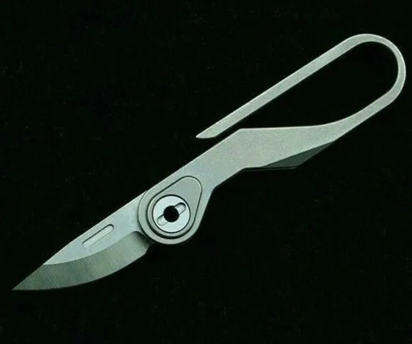 Mini Drop Point Folding Knife M390 Steel Blade w/ Titanium Handle + FREE Ti Loop