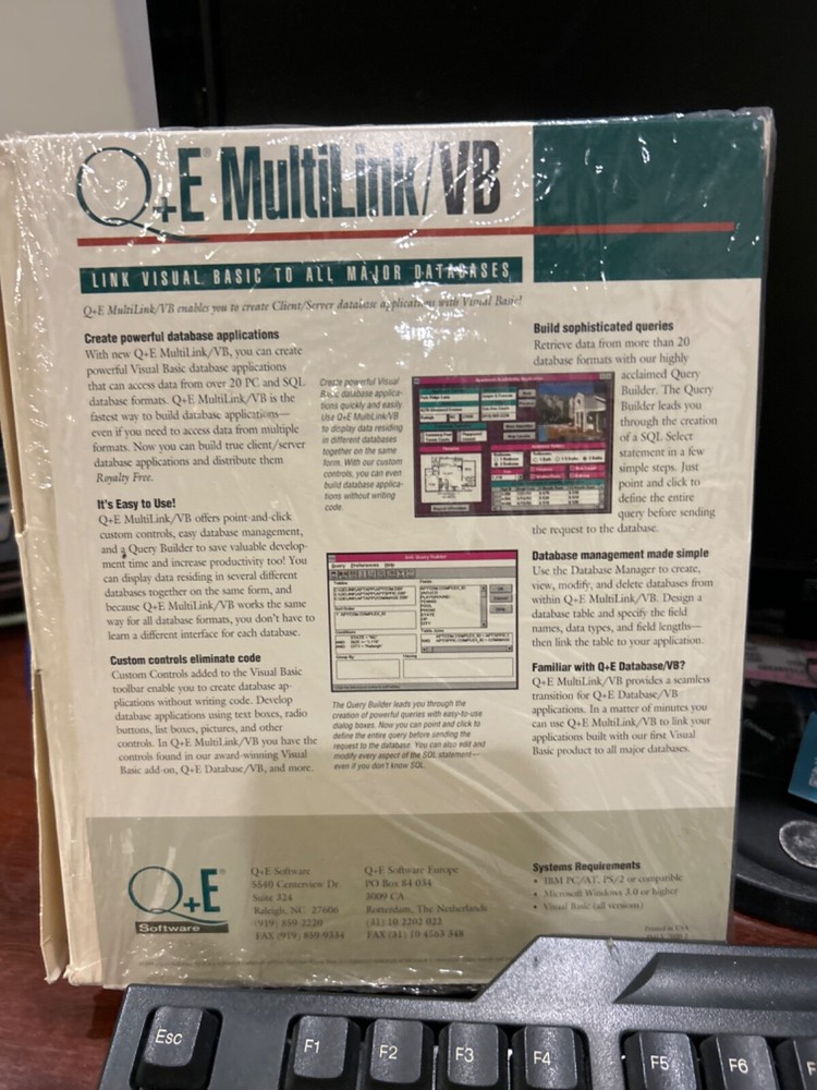 Open Q+E MultiLink VB for Windows with License. Vintage. disks and docs.
