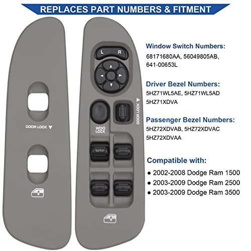 Power Window Control Switch Button & Bezel (Driver Side)& Window Bezel