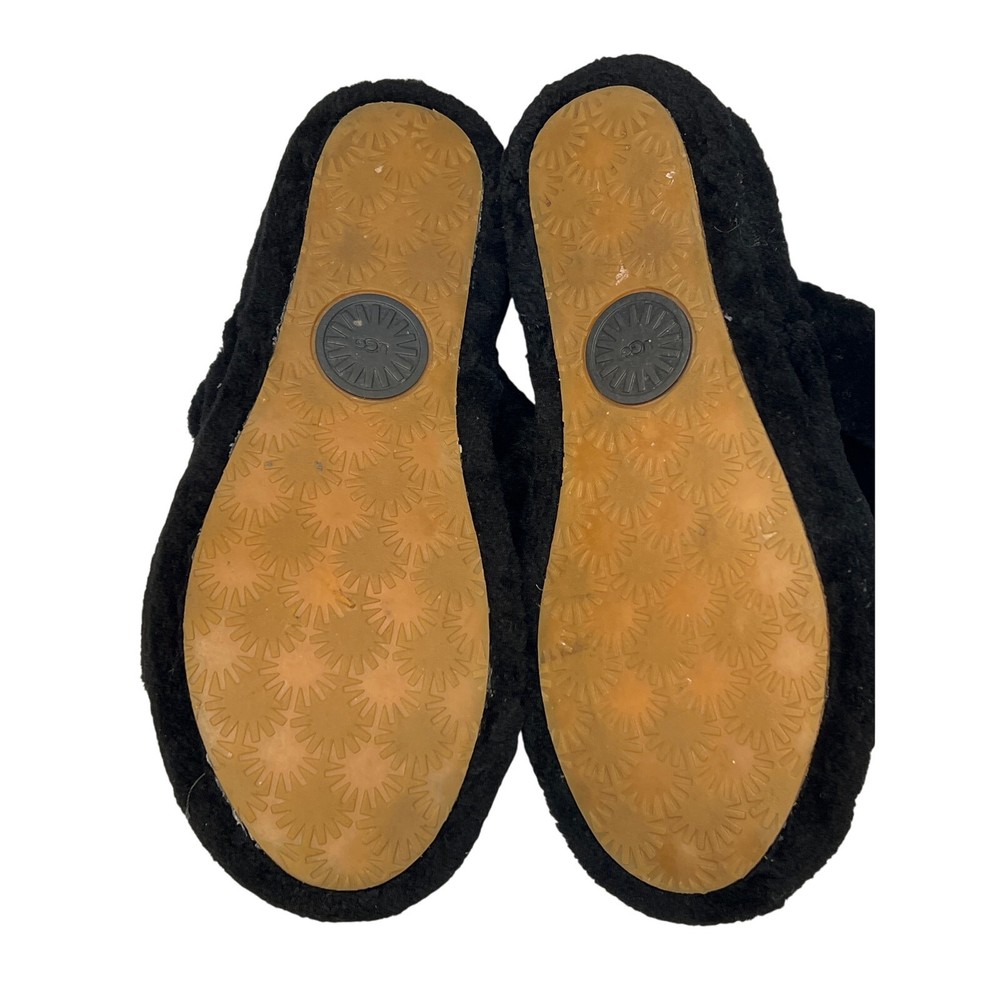Ugg Oh Yeah Double Strap Sling Back Black Shearling Size 8