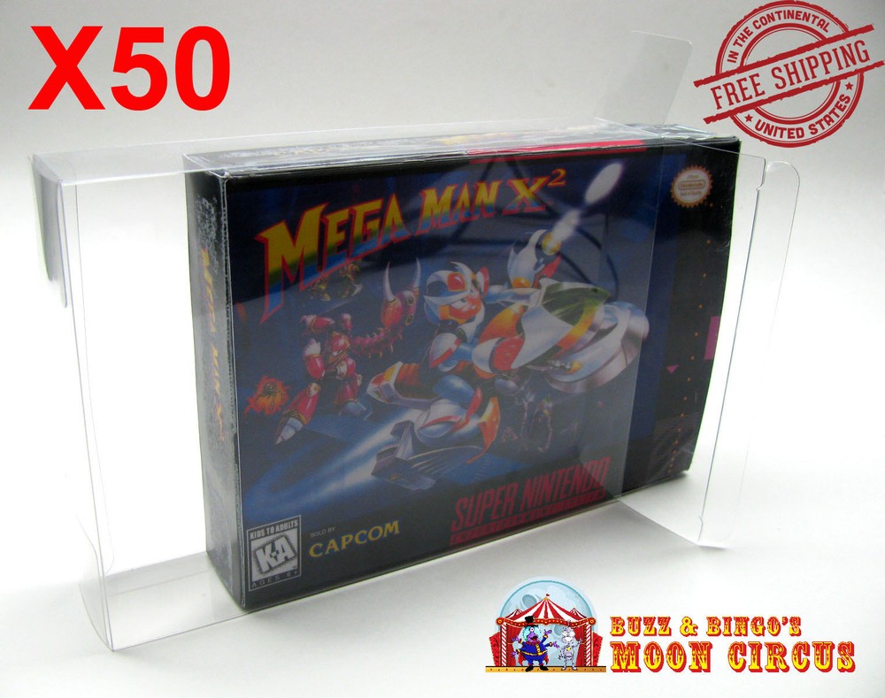 50x SUPER NINTENDO SNES CIB - CLEAR PLASTIC PROTECTIVE BOX PROTECTOR SLEEVE CASE