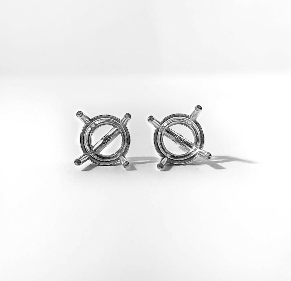 950 Platinum Stud Earring Finding Mounting Setting Round 4-Prong Basket Screw