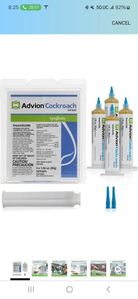 Advion Roach Killer | 4 PACK | Cockroach Gel Bait Tubes + Plunger & Tips