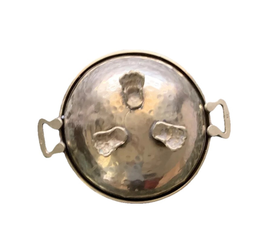 Brass Hammered Bear Clawed Double Handle Bowl
