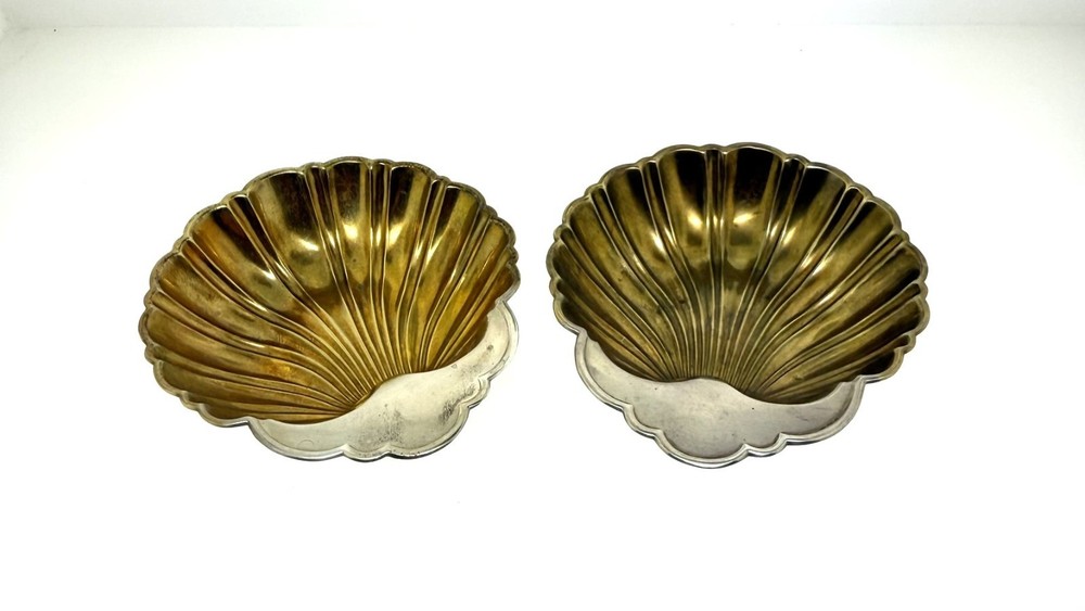 Cartier Gorham Sterling Silver Shell Ashtrays Set 2 Solid Vintage Dish