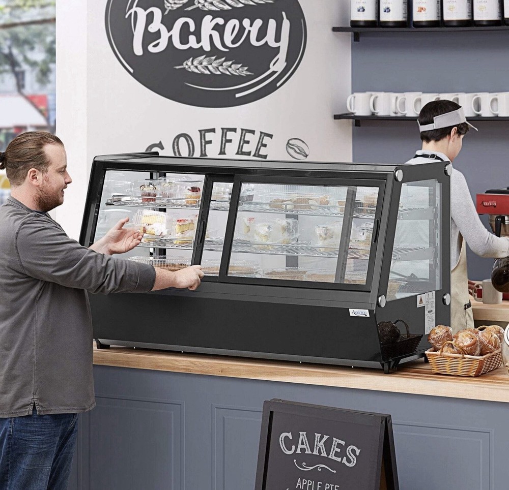 48" Black Self-Serve Refrigerated Countertop Bakery Display Case w/ LED Lighting