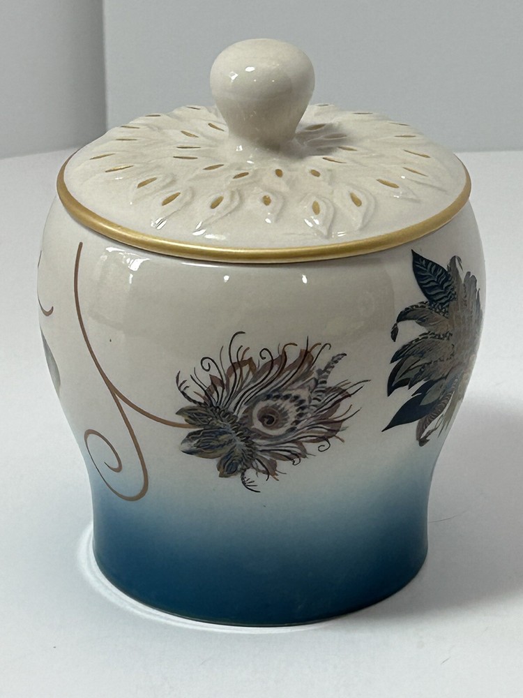 Feathered Flowers Sugar Jar With Cover
