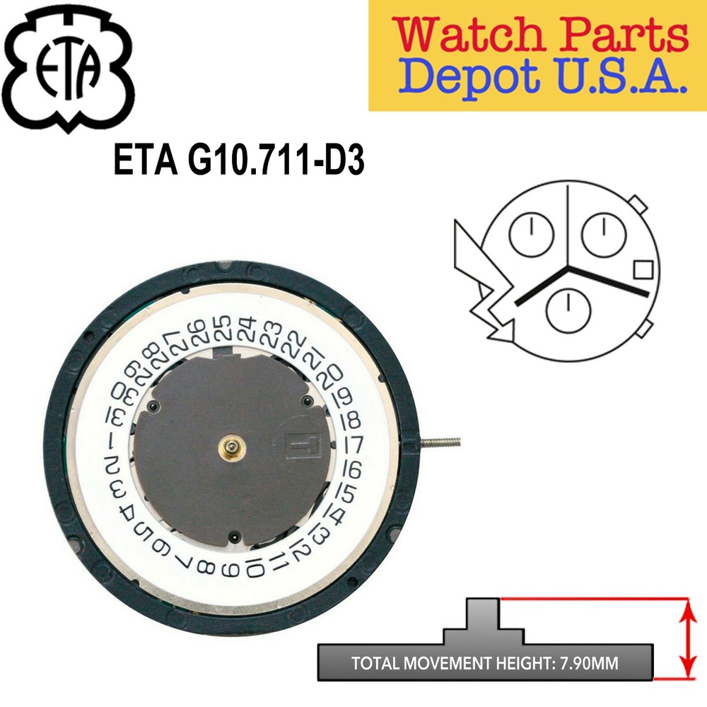 Genuine ETA G10.711 Swiss Made Quartz Movement, (Multiple Variations) NEW!