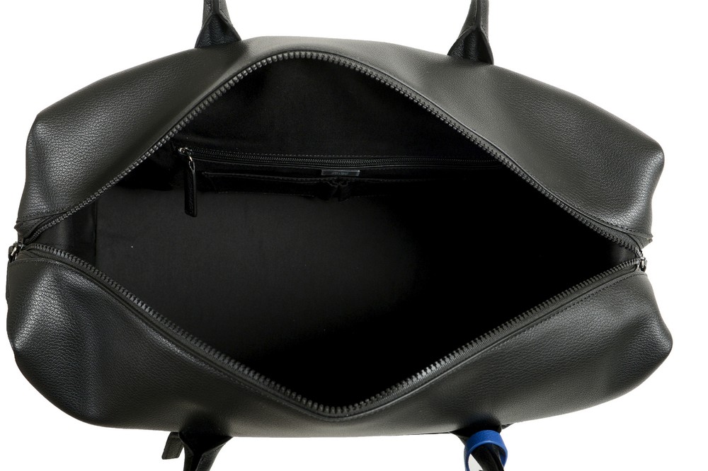 Cavalli Class Unisex Black Leather Duffel Travel Bag