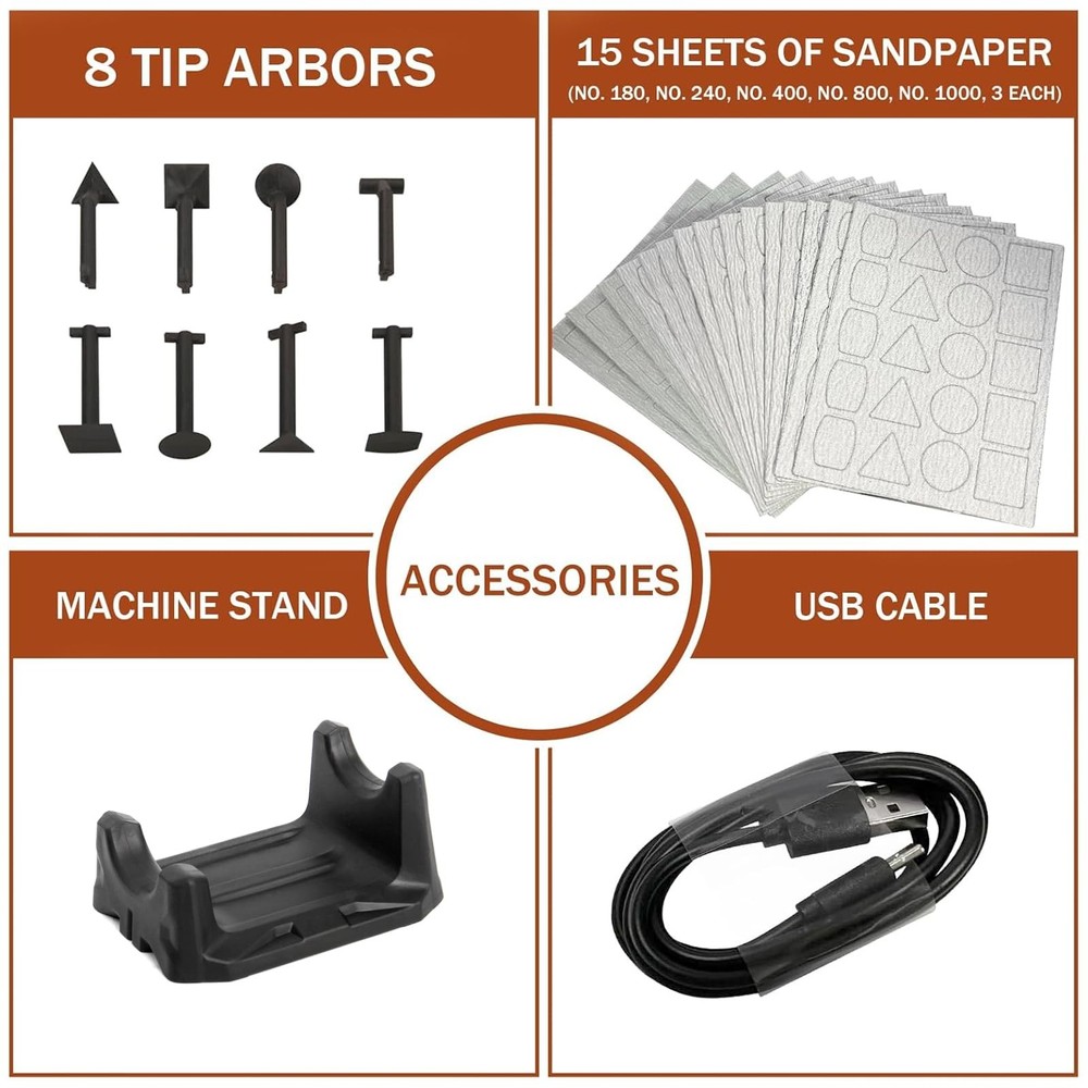 Cordless Pen Sander, Variable Speed and USB Charging with LED Light, Multi-Pu...