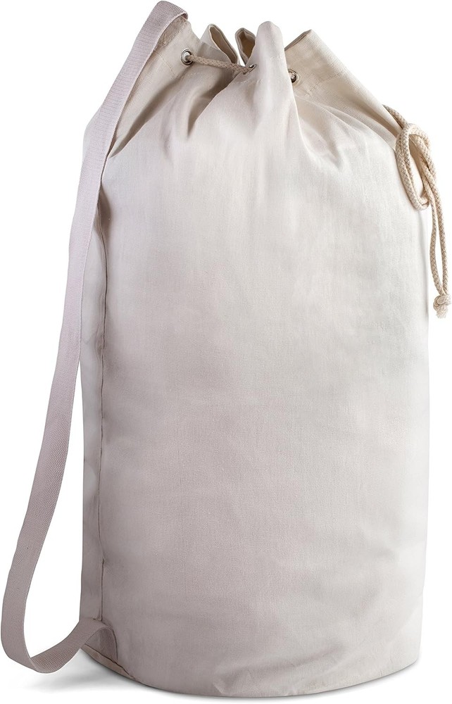 Canvas Duffel Bag - Dstring, Leather Closure, Shoulder Strap