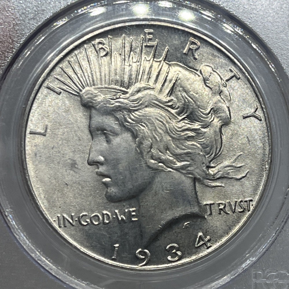 1934 PEACE SILVER DOLLAR $1 PCGS MS63