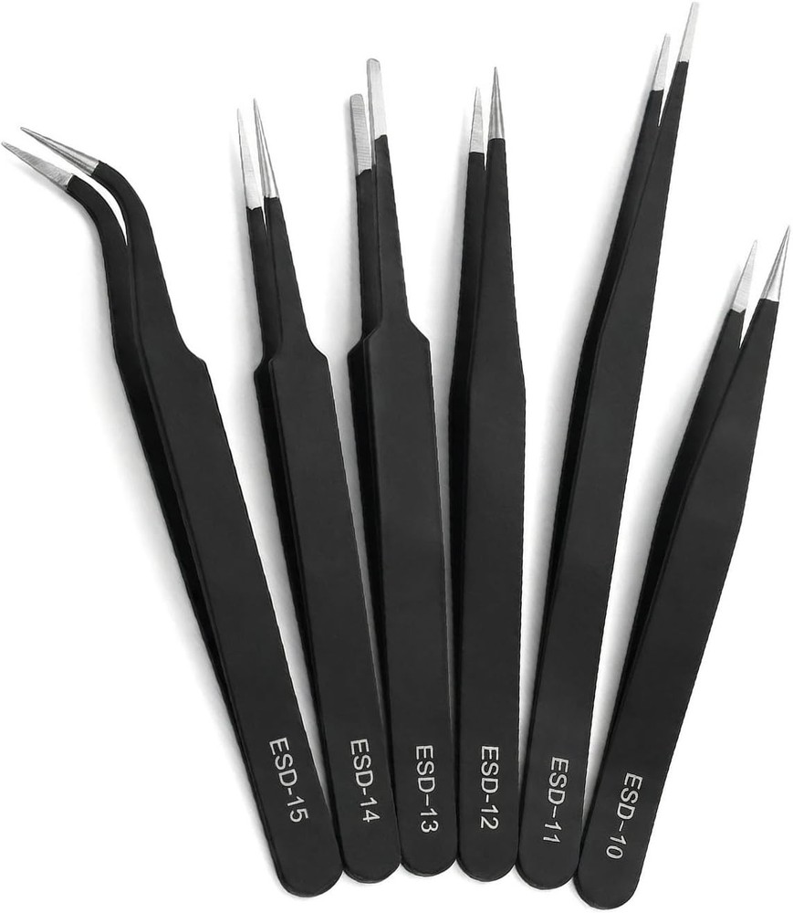 Rackii ESD Precision Tweezers 6pc Craft Electronics Tool