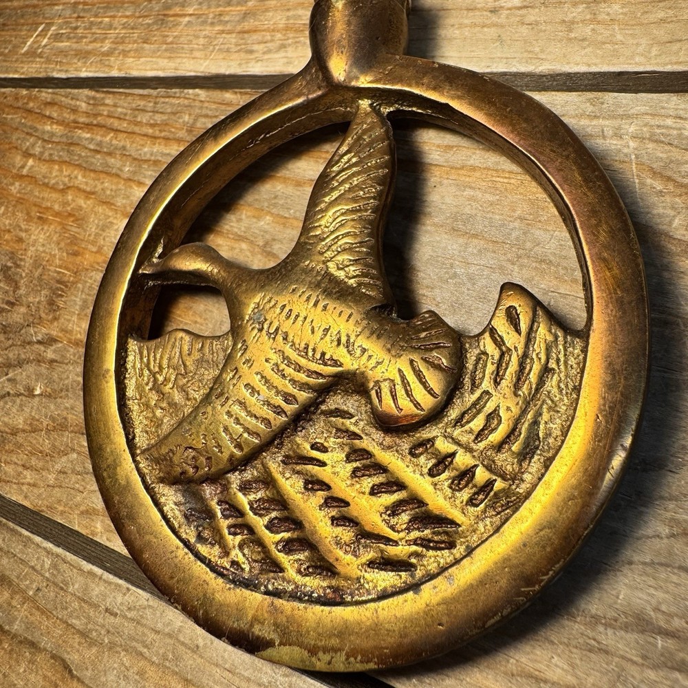 Brass Duck Flying Chimney Flue Damper Handle Pull Fireplace Hook Heavy