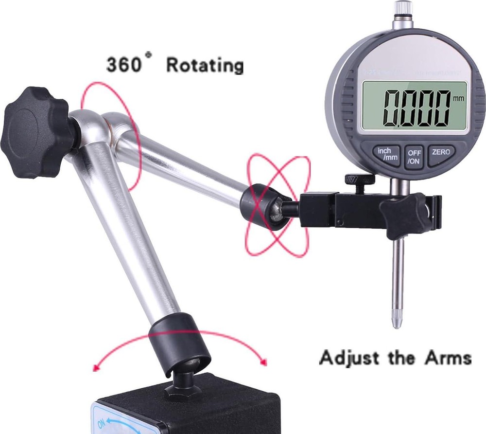 Magnetic Base Stand For Digital Dial Indicator, Three Segment, Industrial With
