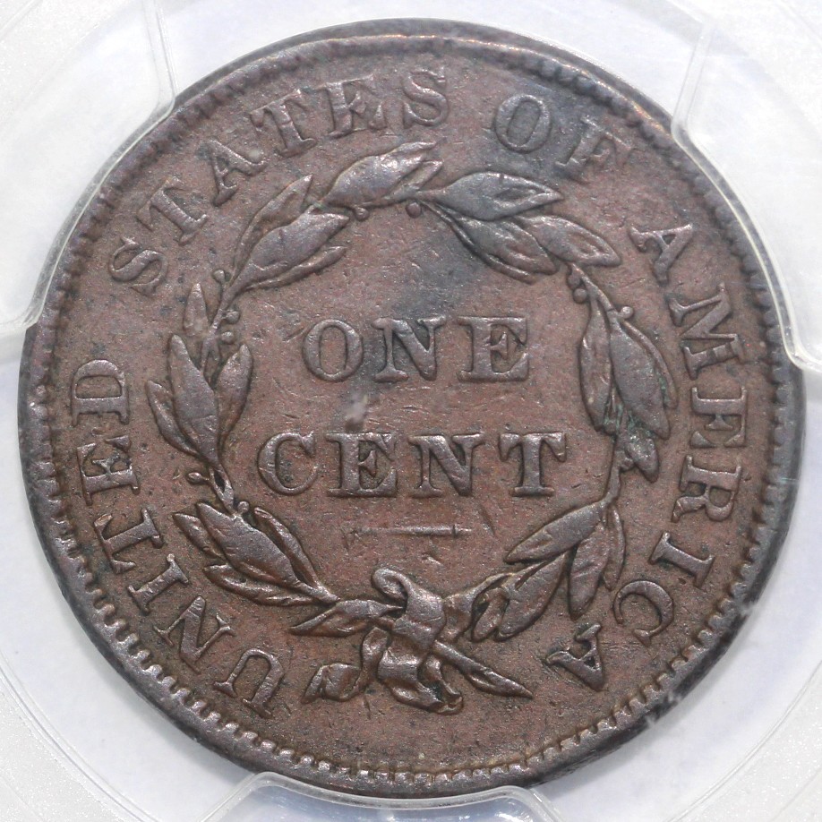 1836 1c Coronet or Matron Head Large Cent PCGS VF 30