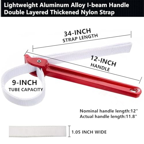 12" Adjustable Nylon Strap Pipe Wrench Opener Disassembly Tool