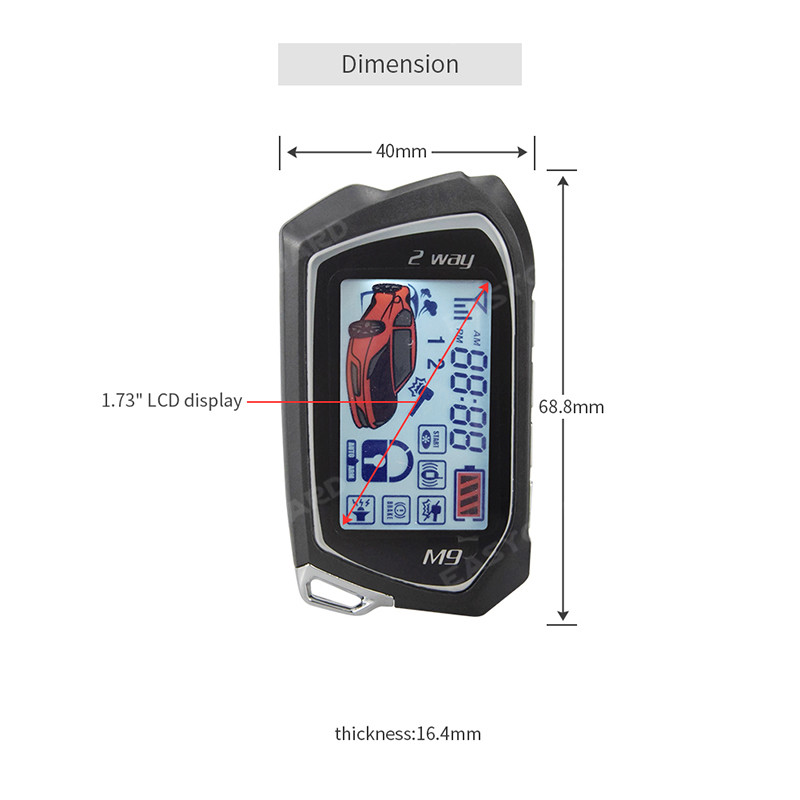 EASYGUARD 2 Way Car Alarm System LCD Pager Display auto Start push engine stop