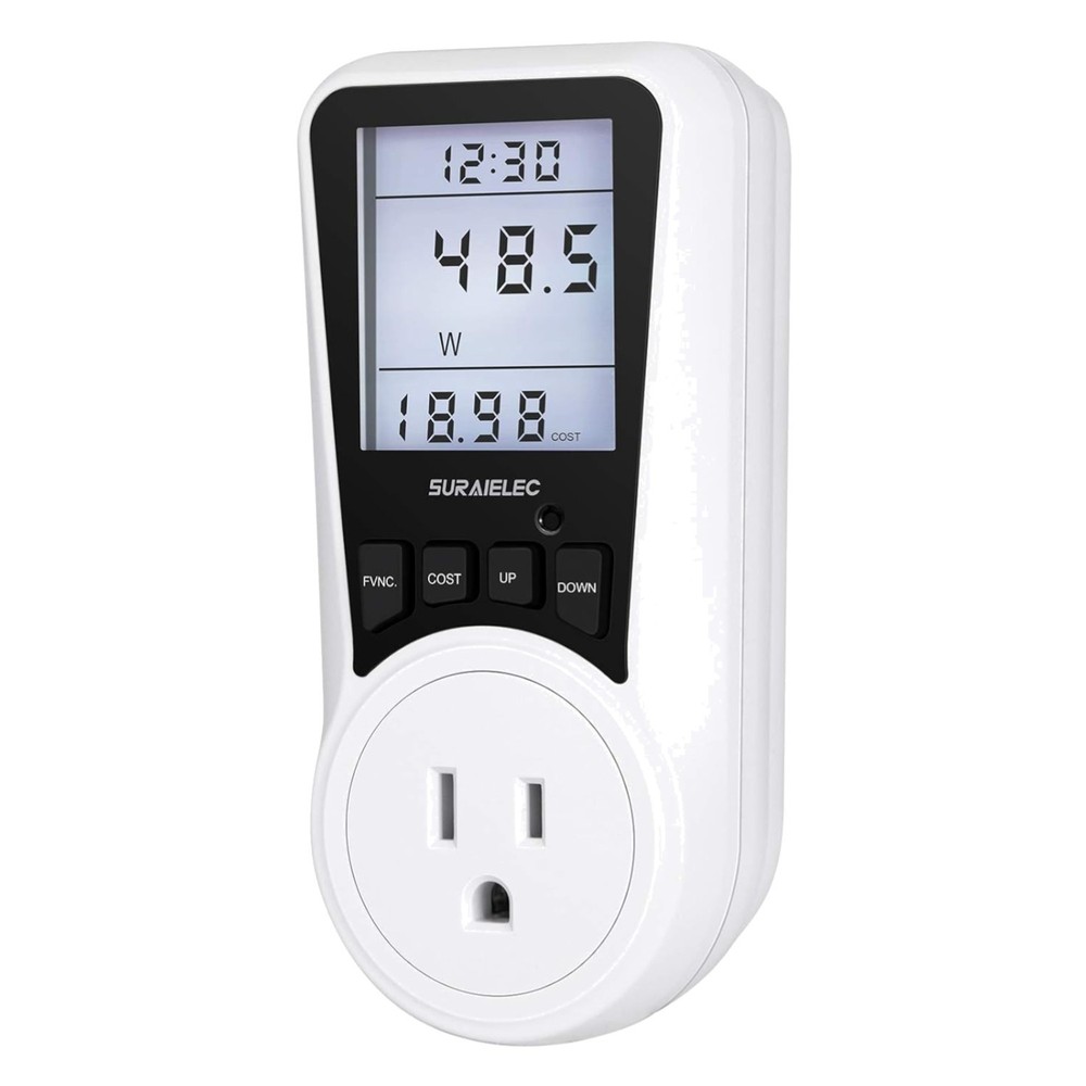 Watt Meter, Plug-in Socket Power Meter, Auto Cost Calculator, Backlit Large D...