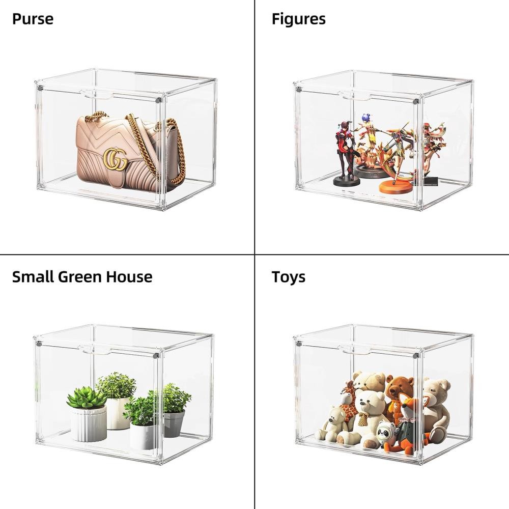 Clear Acrylic Display Case, Large Stackable Storage 1 Pack, X Large-Clear╏