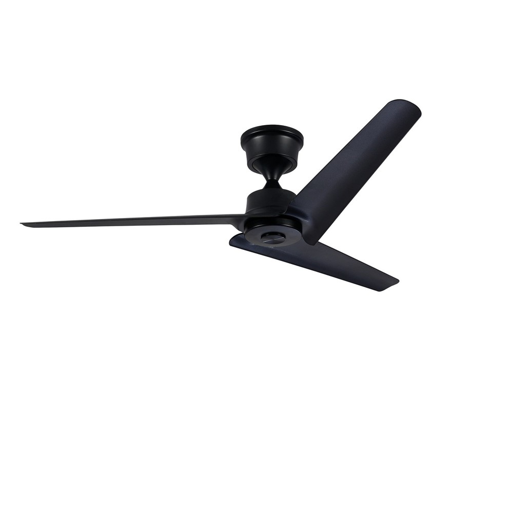 52''Flush Mount & Rod ABS 3 Blades Ceiling Fan with Remote Control No Lights