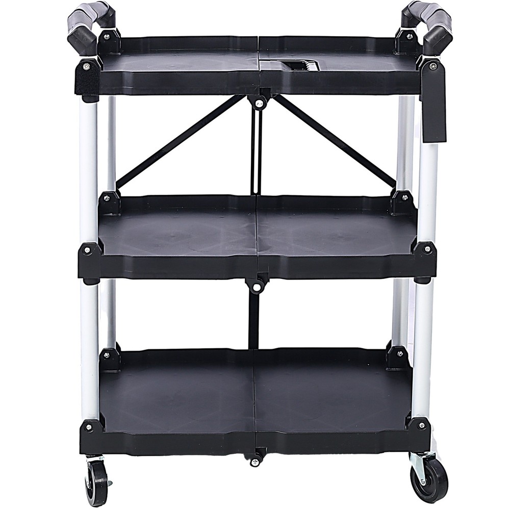 Pack-N-Roll 3-Layer Folding Cart Black 50 Lb Capacity per Shelf