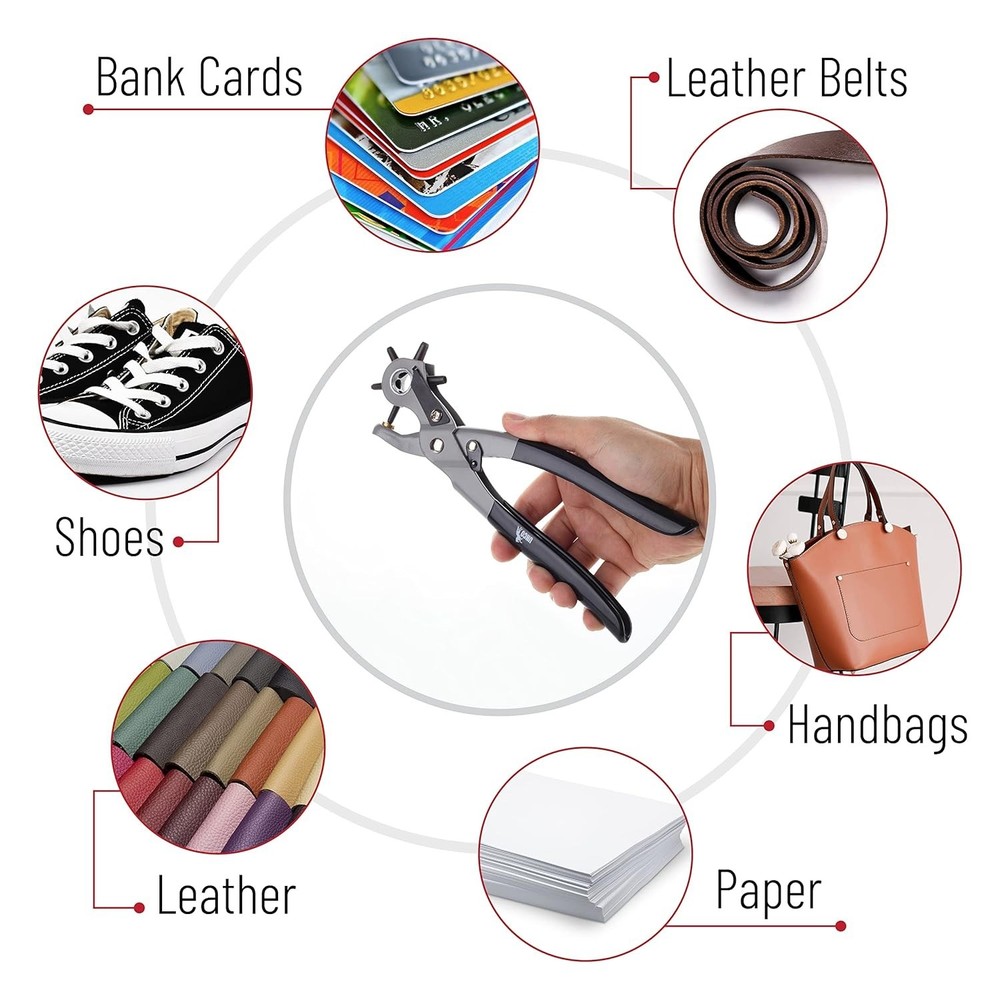 Durable Leather Hole Punch Tool with 6 Versatile Sizes for Crafting Excellence