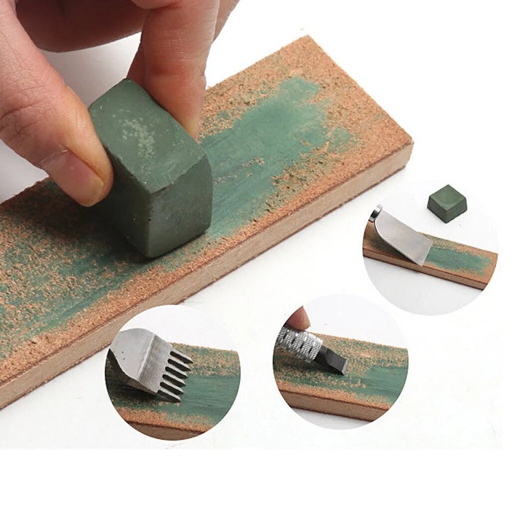 1Pcs Leather Sharpening Wood Handle Strop Tool Double Sided,1Pcs Polish Compound