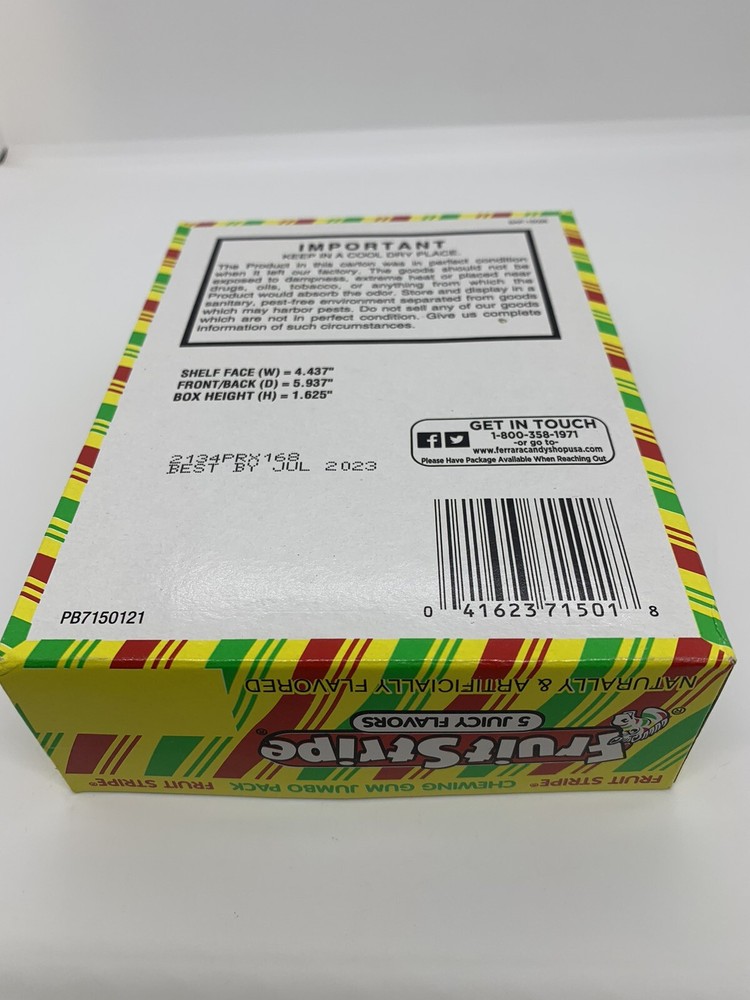 Fruit Stripe Chewing Gum Empty Box With Bonus Sticker